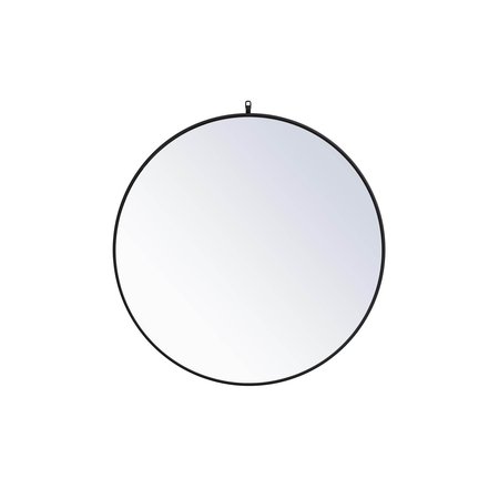 ELEGANT DECOR Metal Frame Round Mirror With Decorative Hook 39 Inch In Black MR4739BK